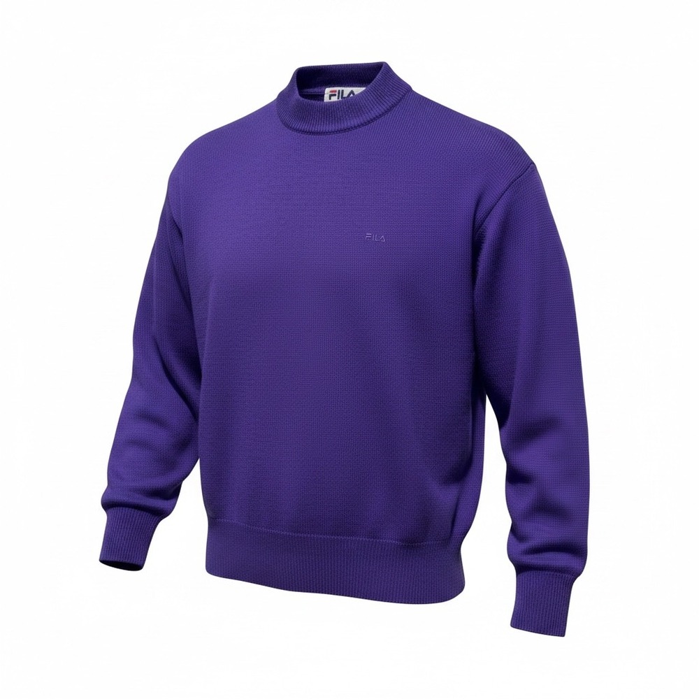 Vintage 90s FILA Made In Italy Purple Mock Neck Knit Pullover Sweater Mens L/42